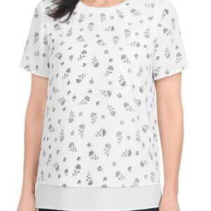 Hilary Radley Women's Plus Size XXL White Floral Short Sleeve Blouse Top NWT